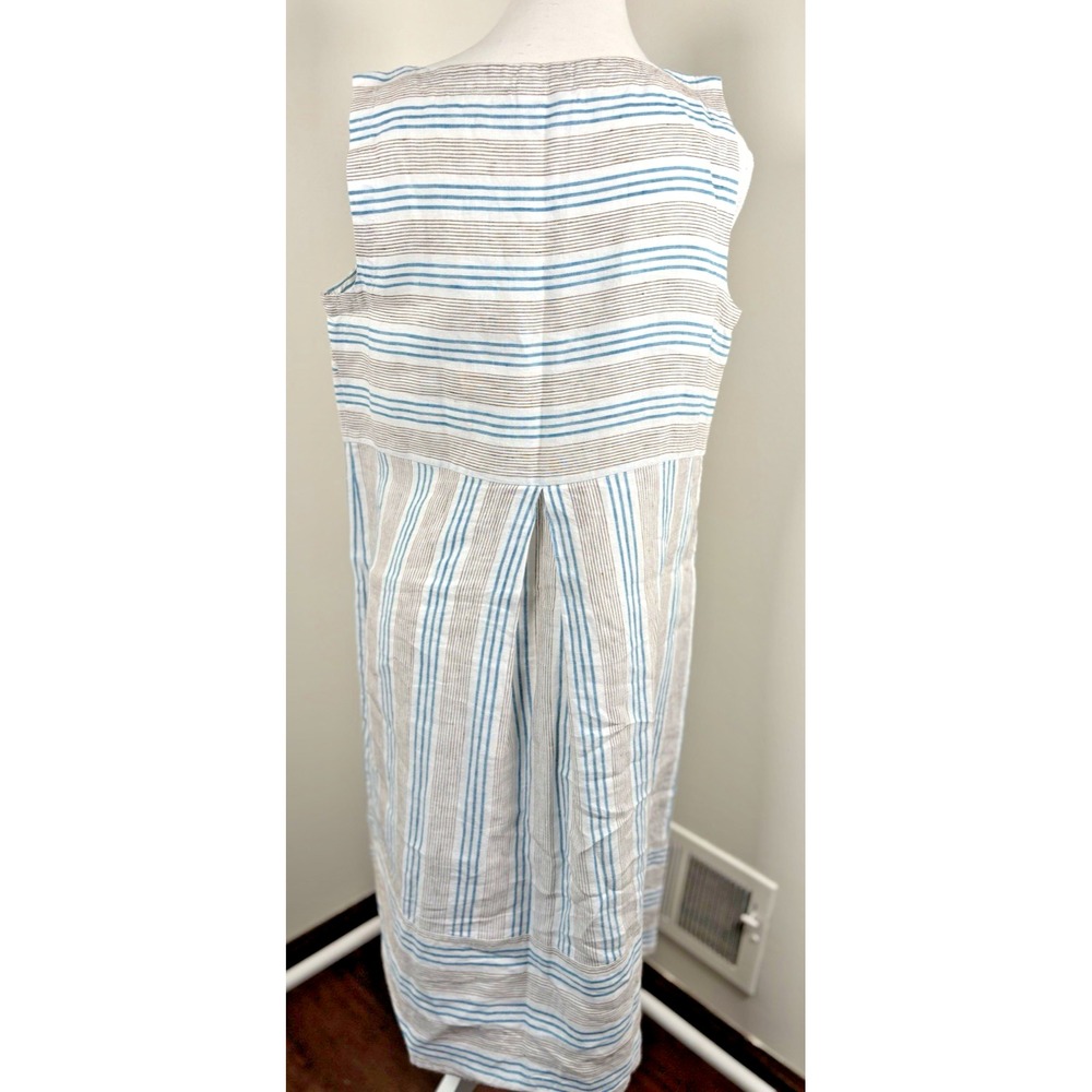 J. Jill‎ Love Linen S Striped Sleeveless  Maxi Linen Dress Pockets Coastal - Picture 8 of 11